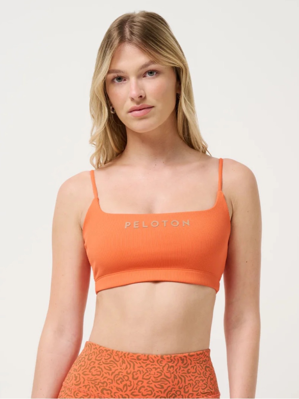 Travis Mathew / Peloton Ablaze Ribbed Bra Top - Orange - size large
